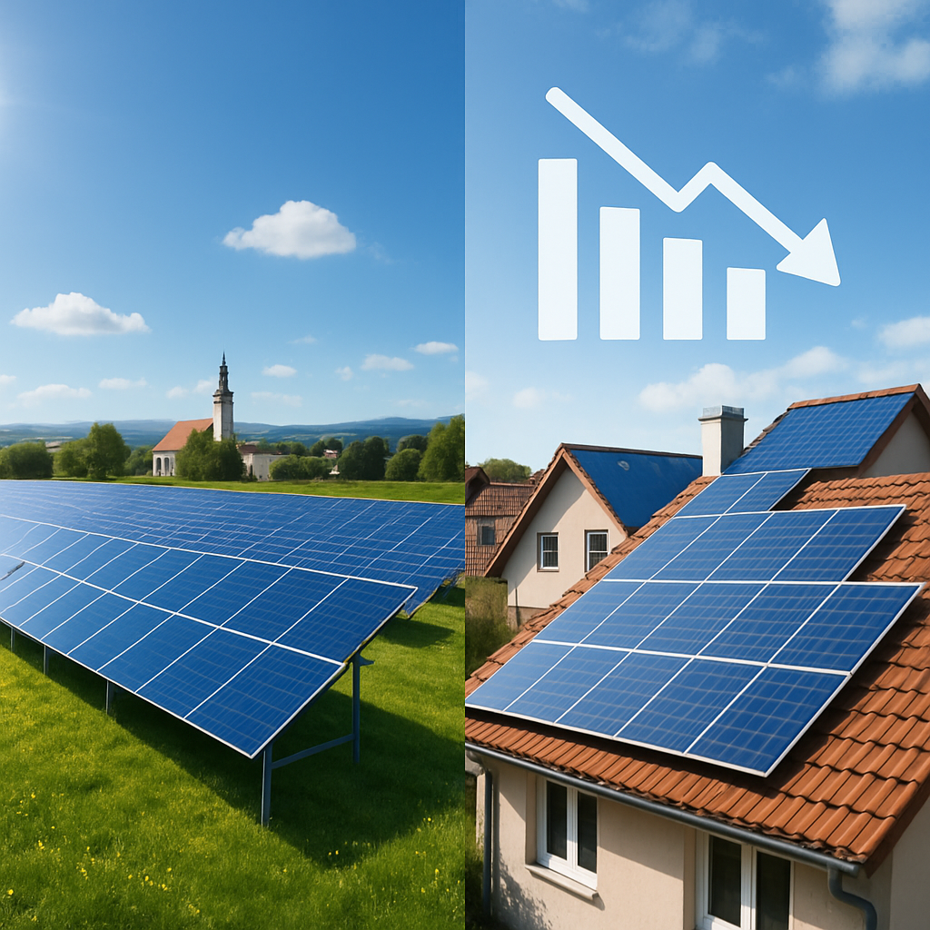 EU solar slowdown subsidy cuts record solar share June 2025